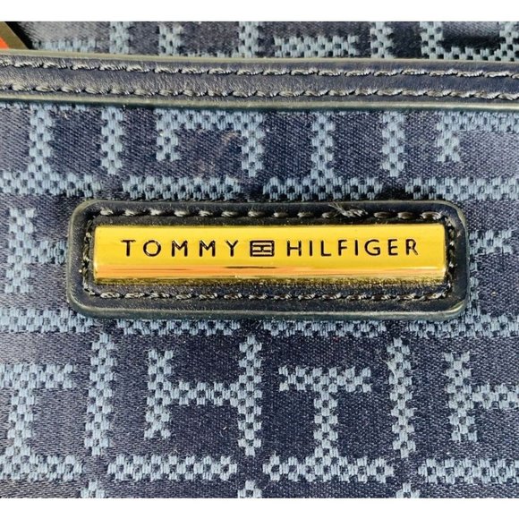 Tommy Hilfiger Womens Wristlet Makeup Bag Wallet Navy Blue TH Monogram Jacquard - Picture 4 of 11